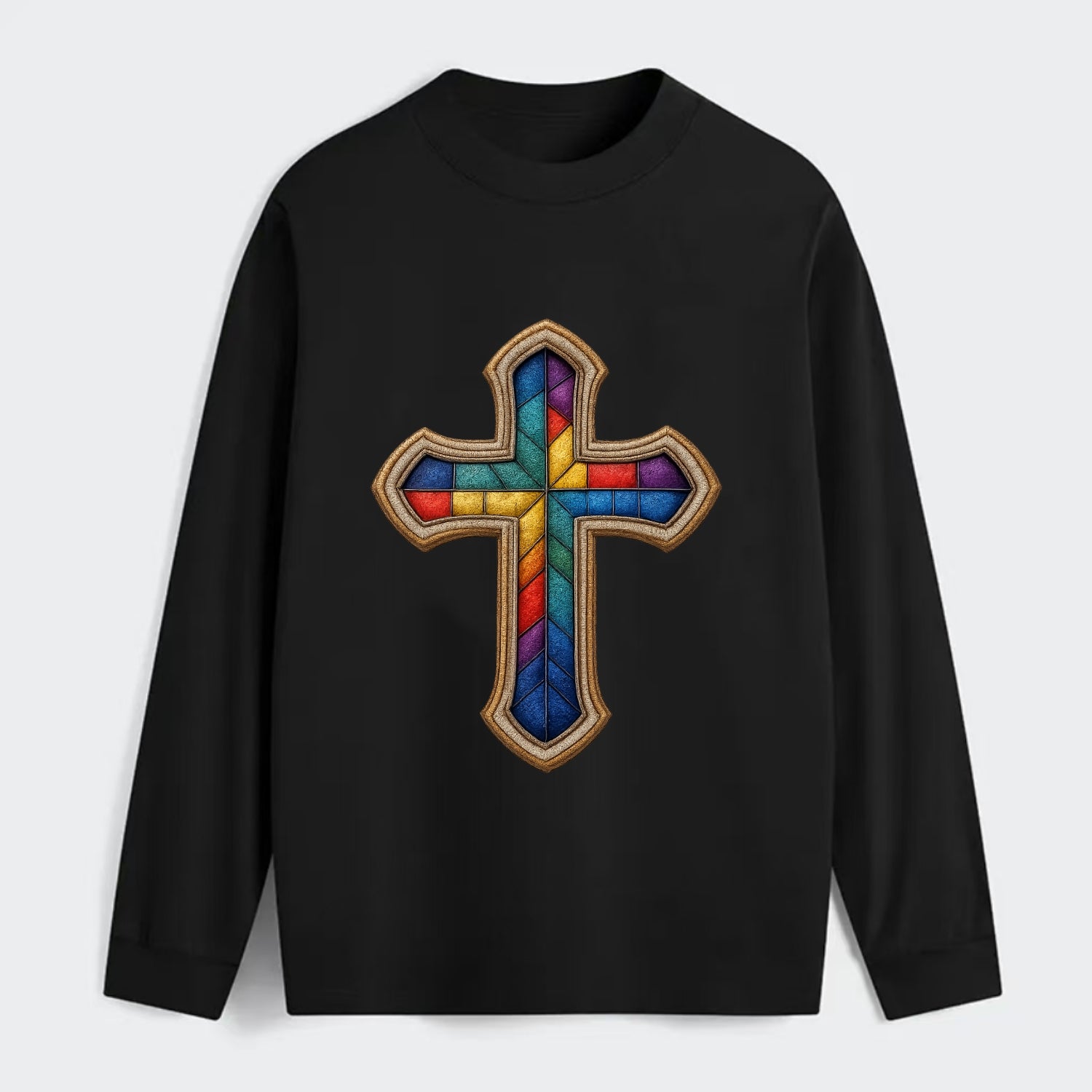 Stained Glass Cross  - Classic Long Sleeve Shirt - Black