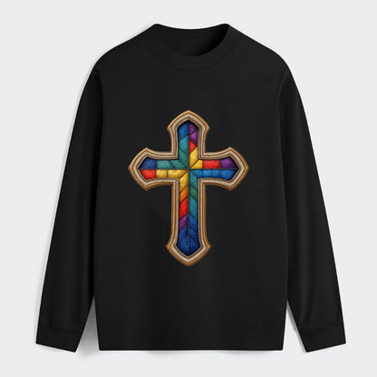 Stained Glass Cross  - Classic Long Sleeve Shirt - Black