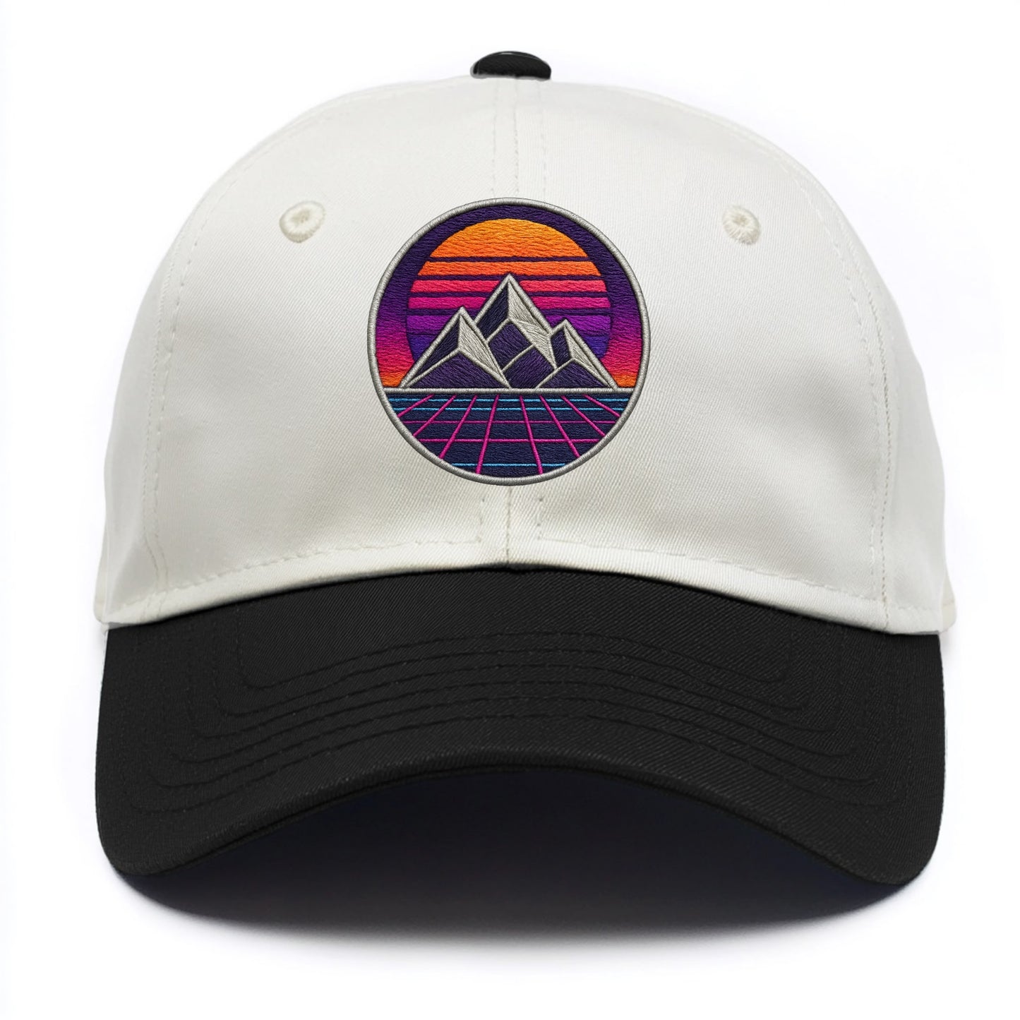Retrowave Mountains - Two Tone Cap - Black