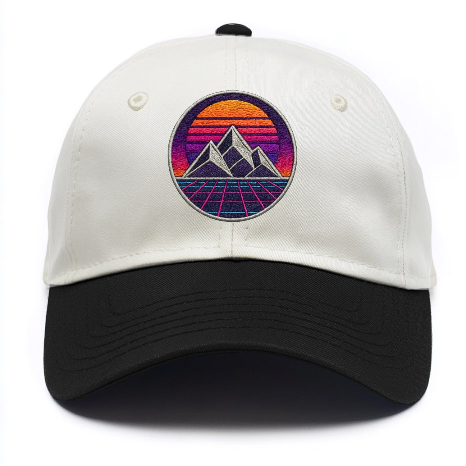 Retrowave Mountains - Two Tone Cap - Black