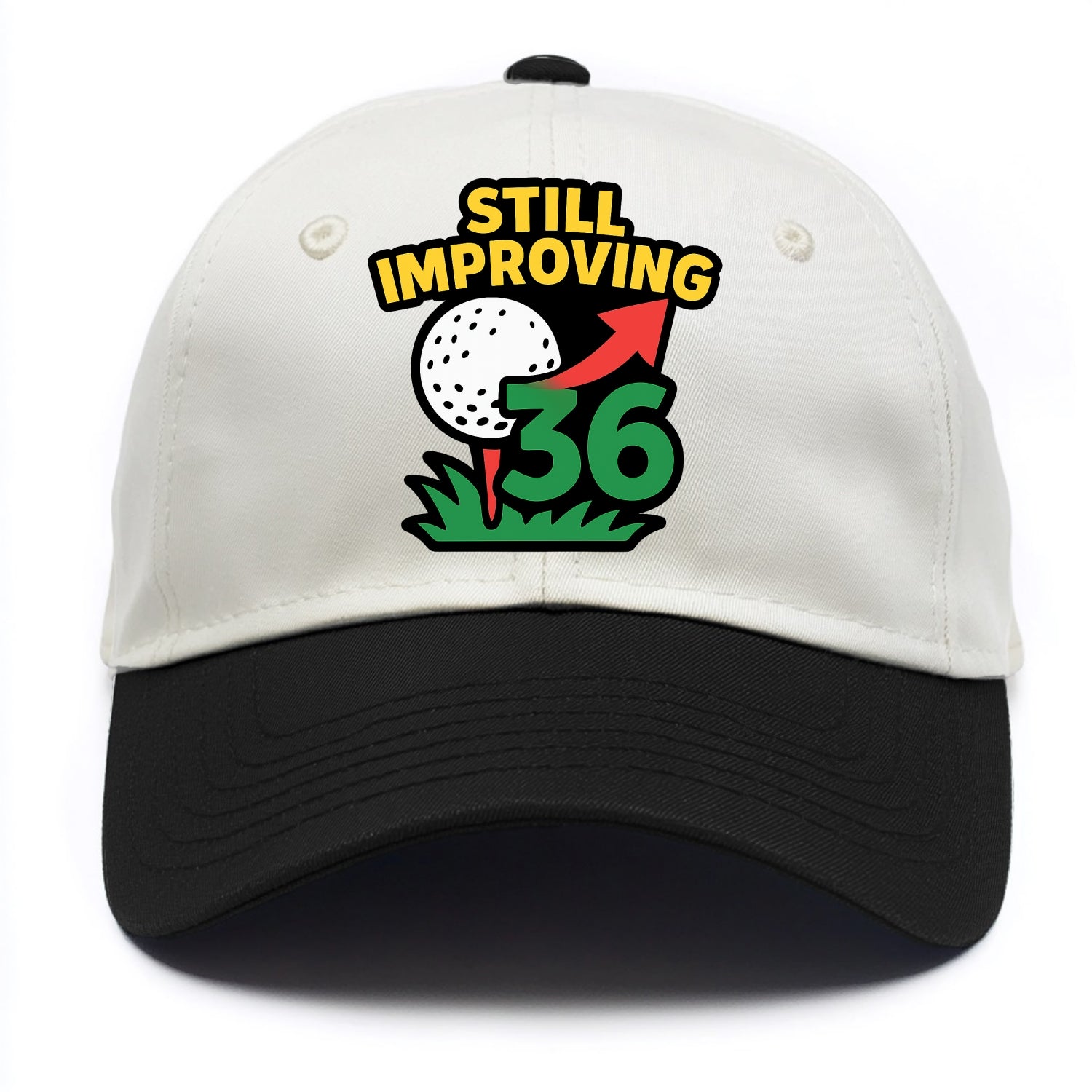 Handicap number getting higher with arrow - "Still Improving" - optimistic handicap - Two Tone Cap - Black