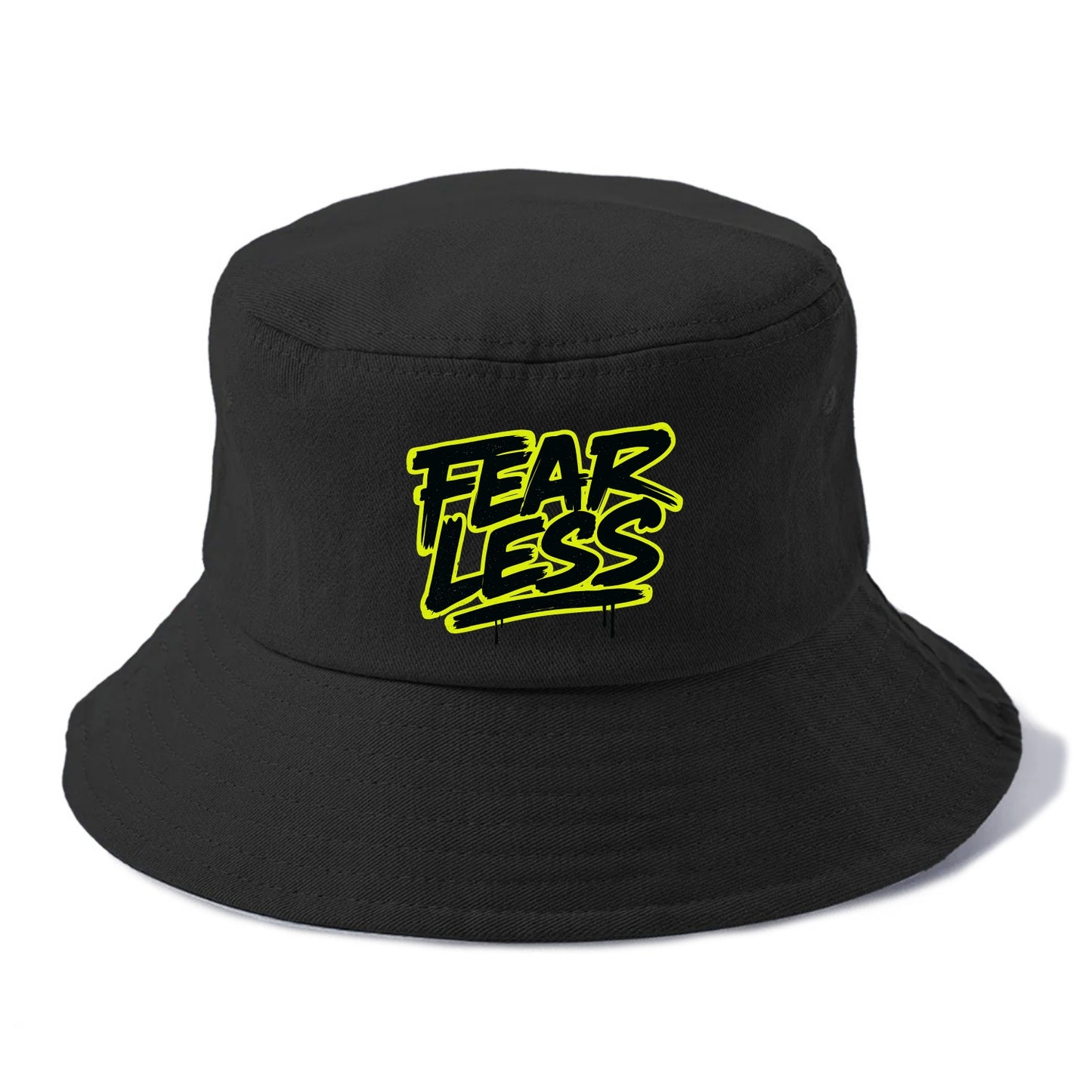 Bold typography design - "FEARLESS" - courage, bravery, facing challenges head on - Bucket Hat - Black