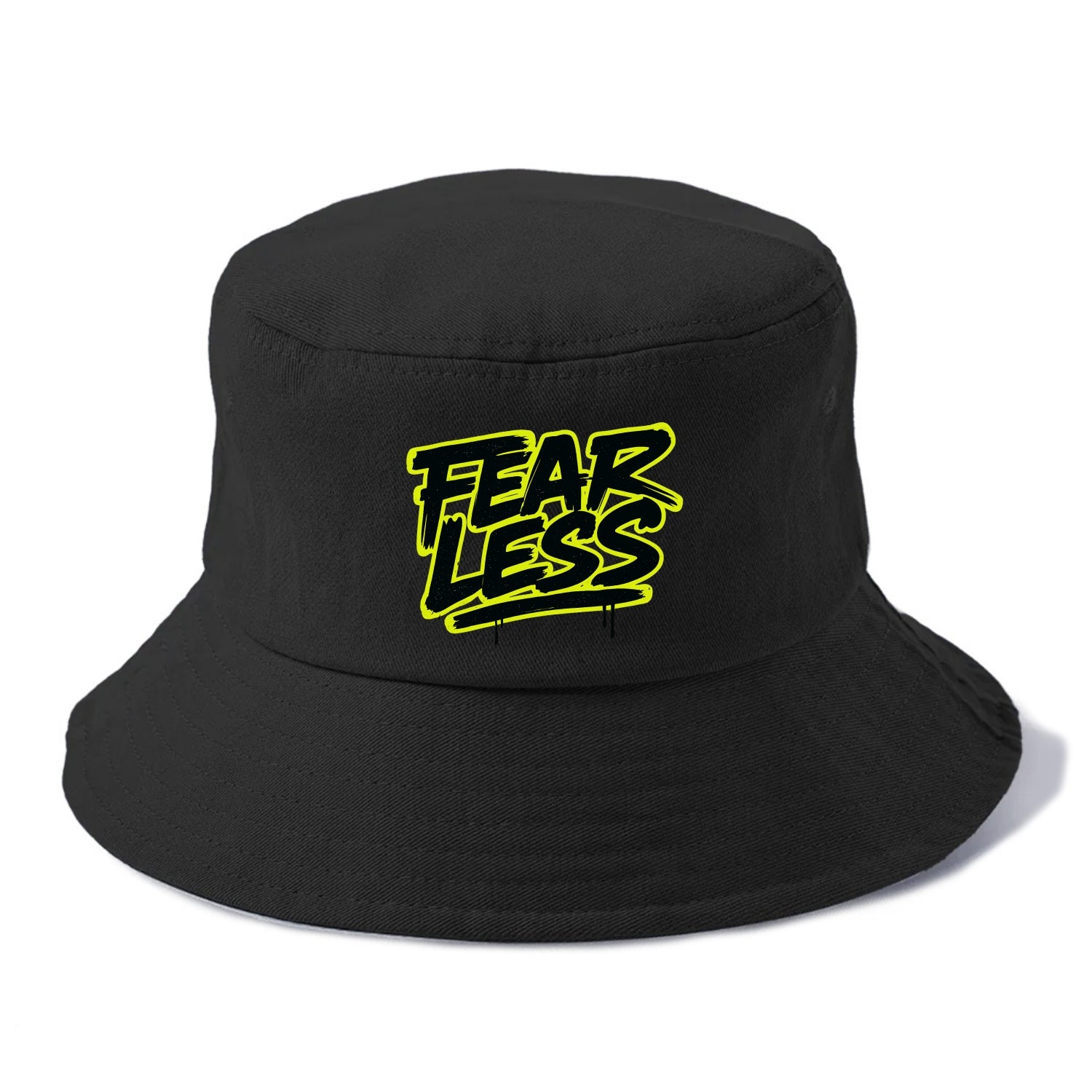 Bold typography design - "FEARLESS" - courage, bravery, facing challenges head on - Bucket Hat - Black