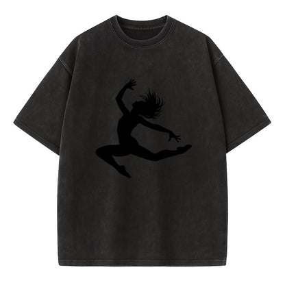 Contemporary dancer leap mid-air - Vintage T-shirt - Black