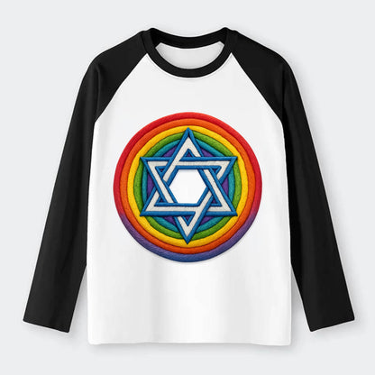 Star of David  - Raglan Long Sleeve T-Shirt - Black