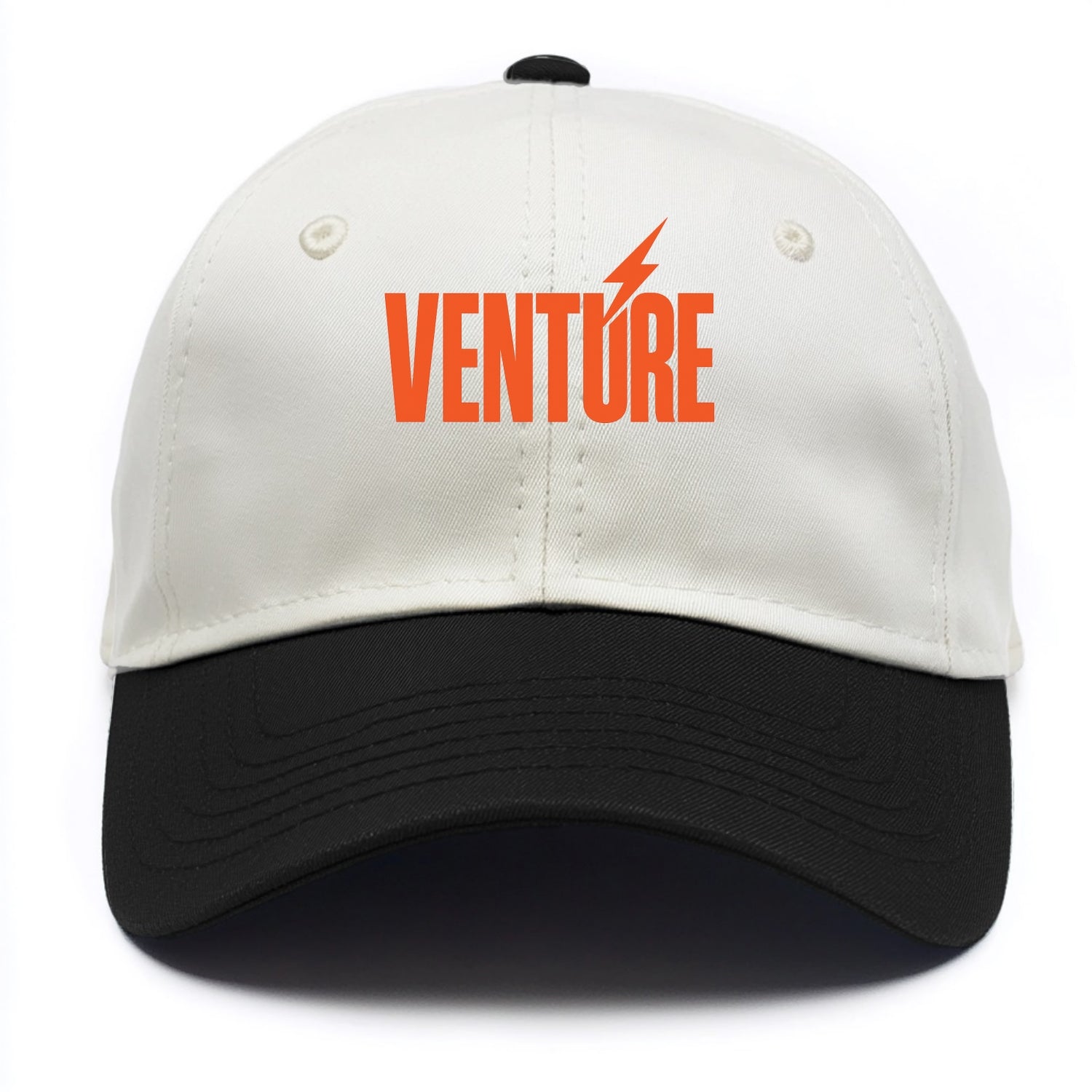 Bold typography design - "VENTURE" - taking risks, bold exploration - Two Tone Cap - Black