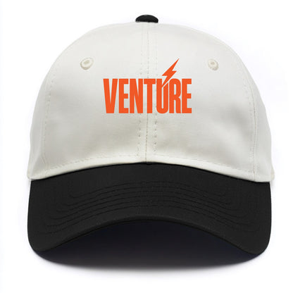 Bold typography design - "VENTURE" - taking risks, bold exploration - Two Tone Cap - Black