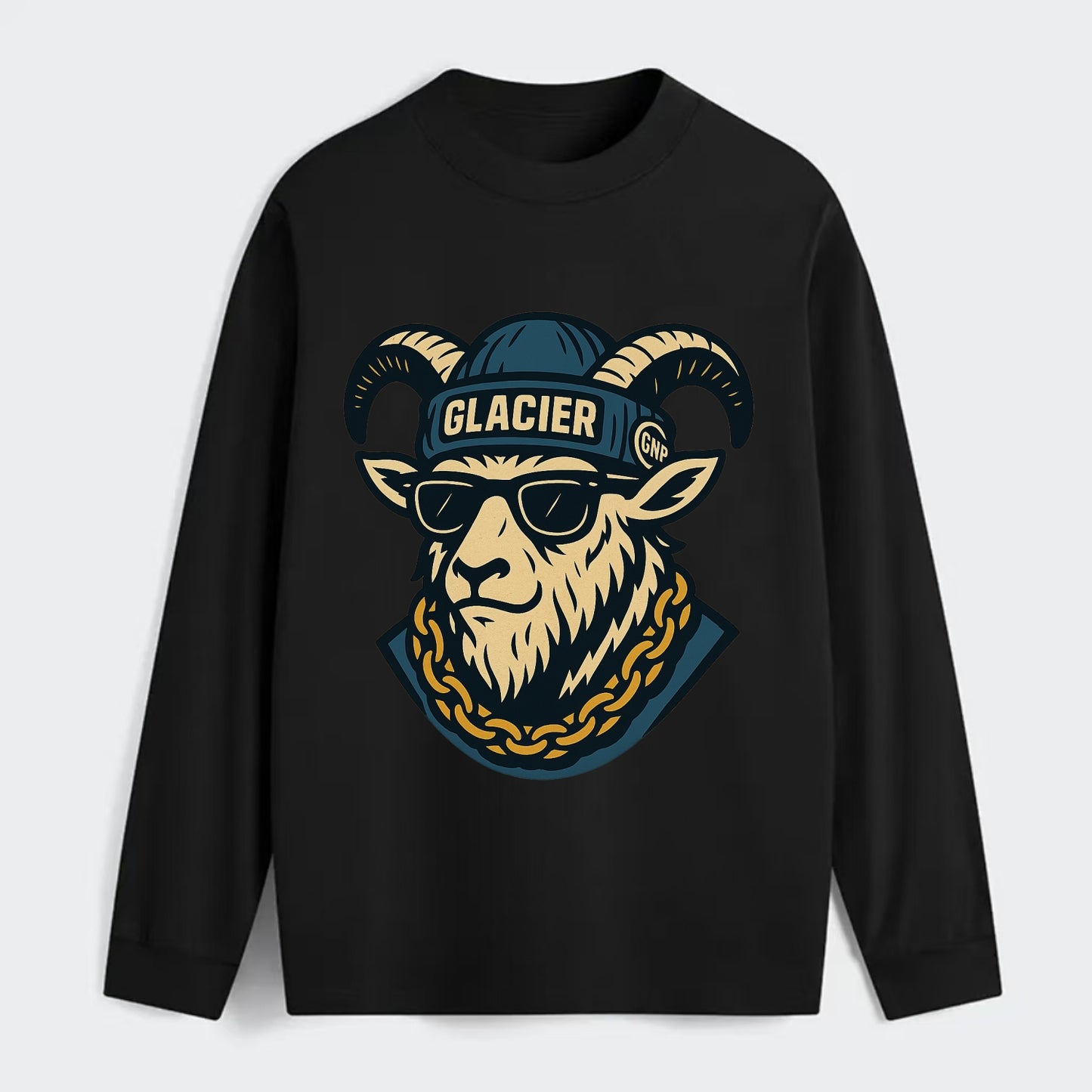 Glacier Mountain Goat - Classic Long Sleeve Shirt - Black