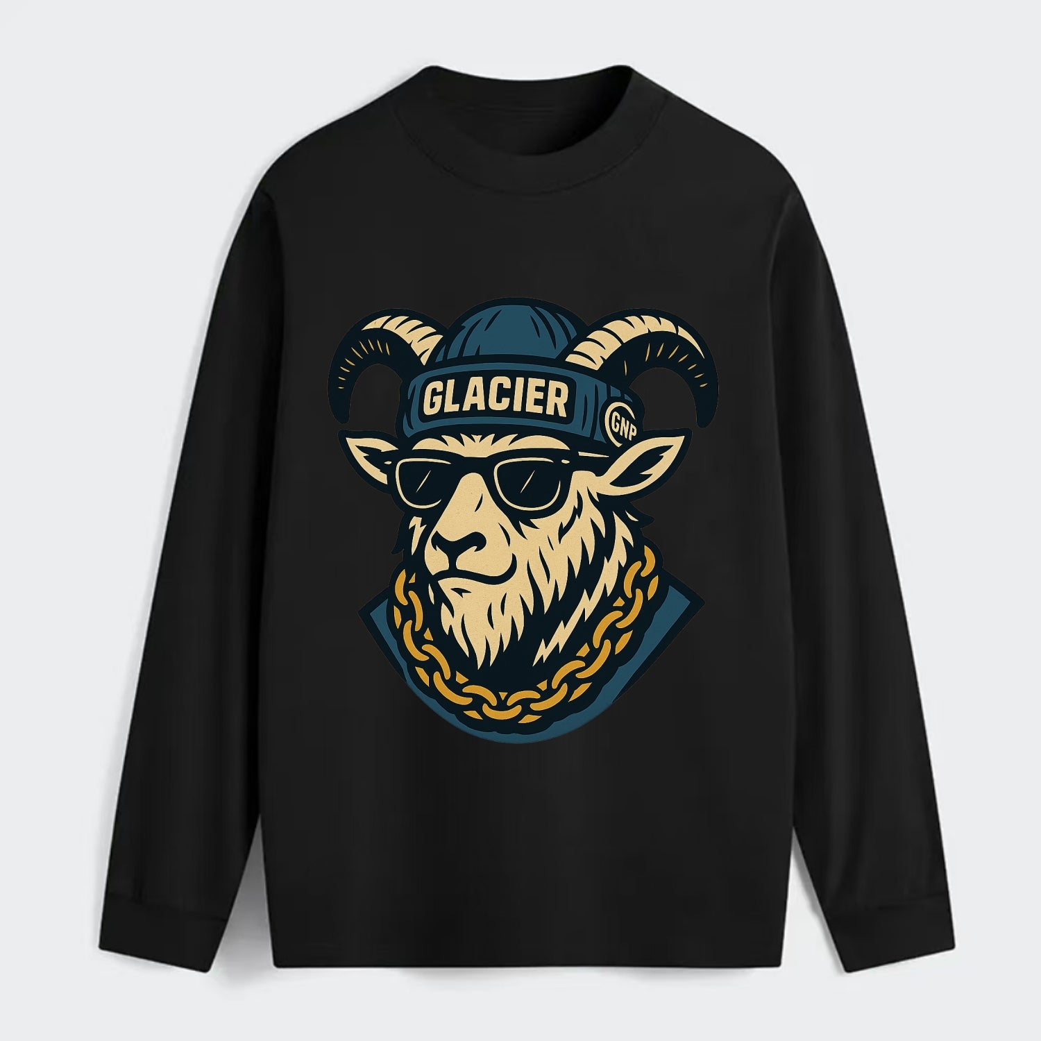 Glacier Mountain Goat - Classic Long Sleeve Shirt - Black
