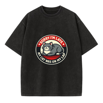 Charming Cat Loaf Excuse Emblem - Vintage T-shirt - Black