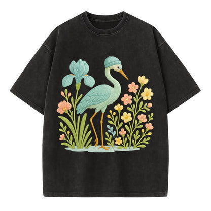 Mint Crane - Vintage T-shirt - Black