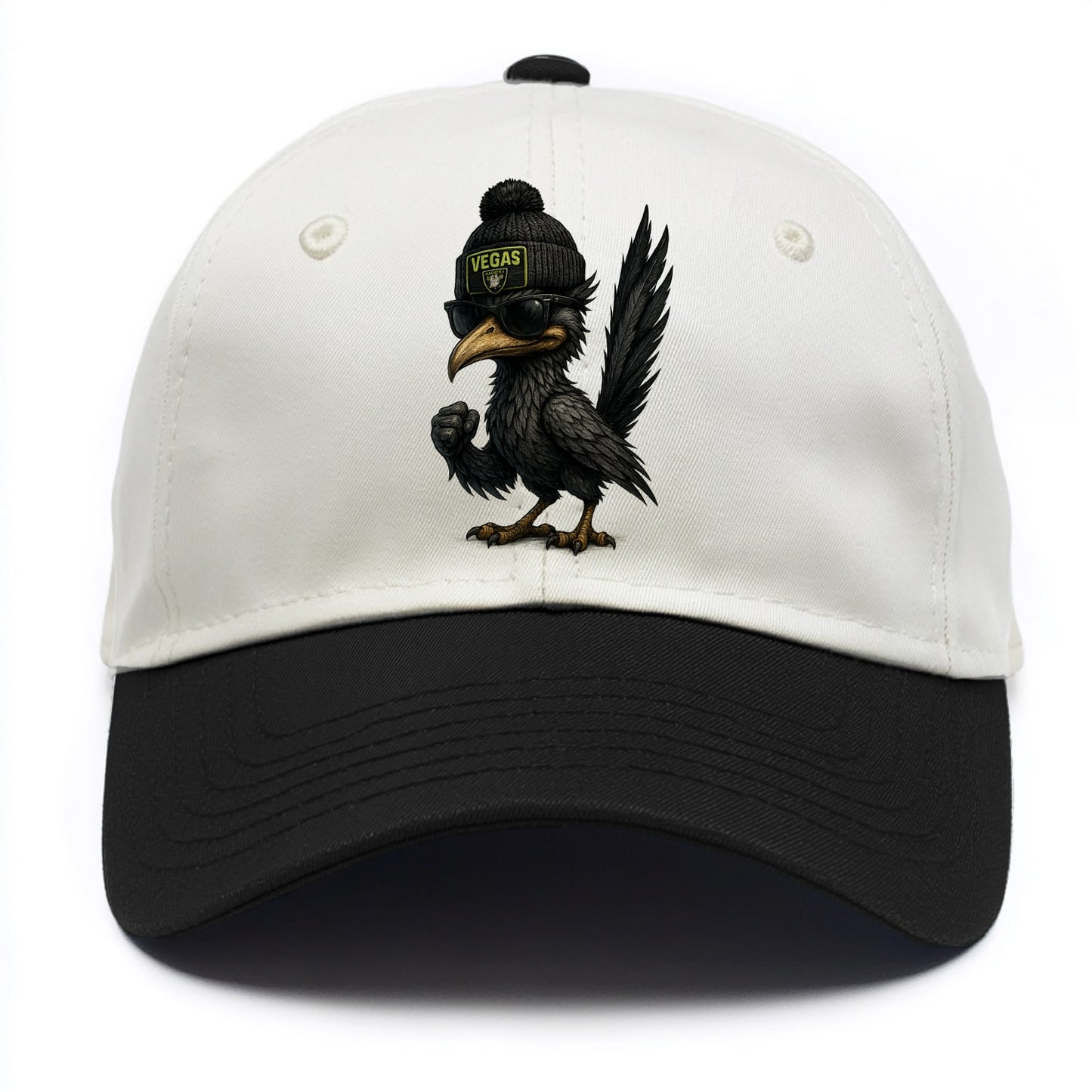 Vegas Roadrunner wearing Raiders beanie with neon patch and wayfarer sunglasses - Two Tone Cap - Black