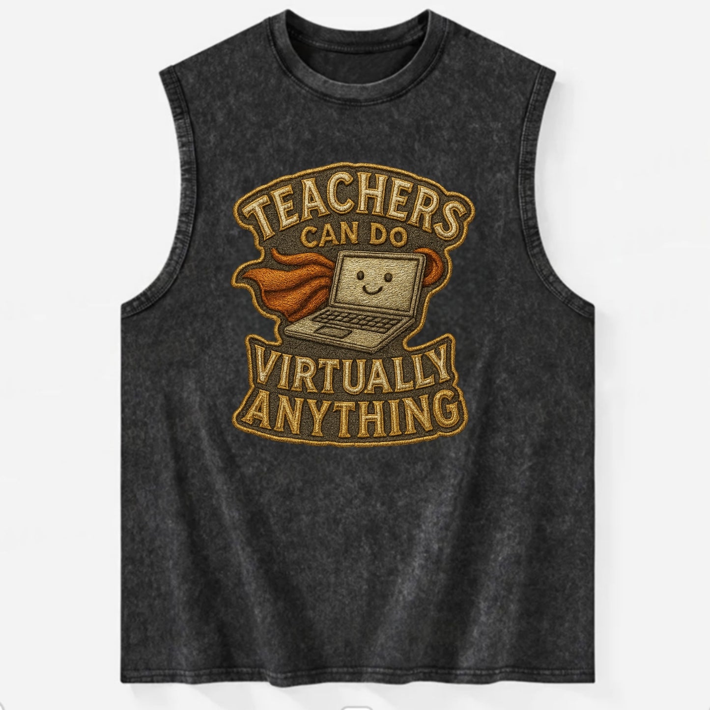 Teachers Can Do Virtually Anything  - Vintage Washed Tank - Black