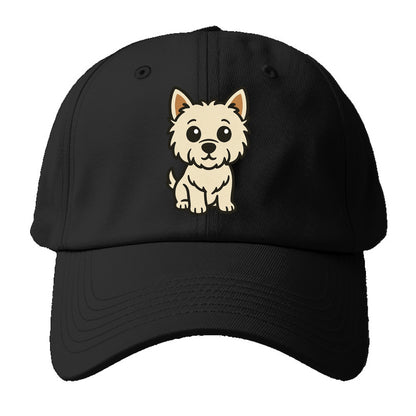 West Highland White Terrier - Alert standing pose - Baseball Cap - Black
