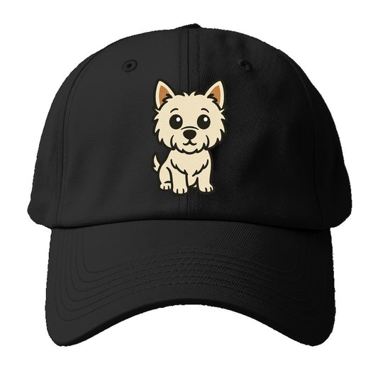 West Highland White Terrier - Alert standing pose - Baseball Cap - Black
