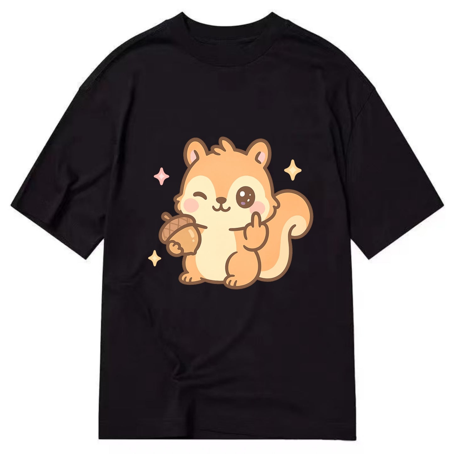 sweet squirrel holding acorn in one paw, flipping off with the other - Classic T-shirt - Black
