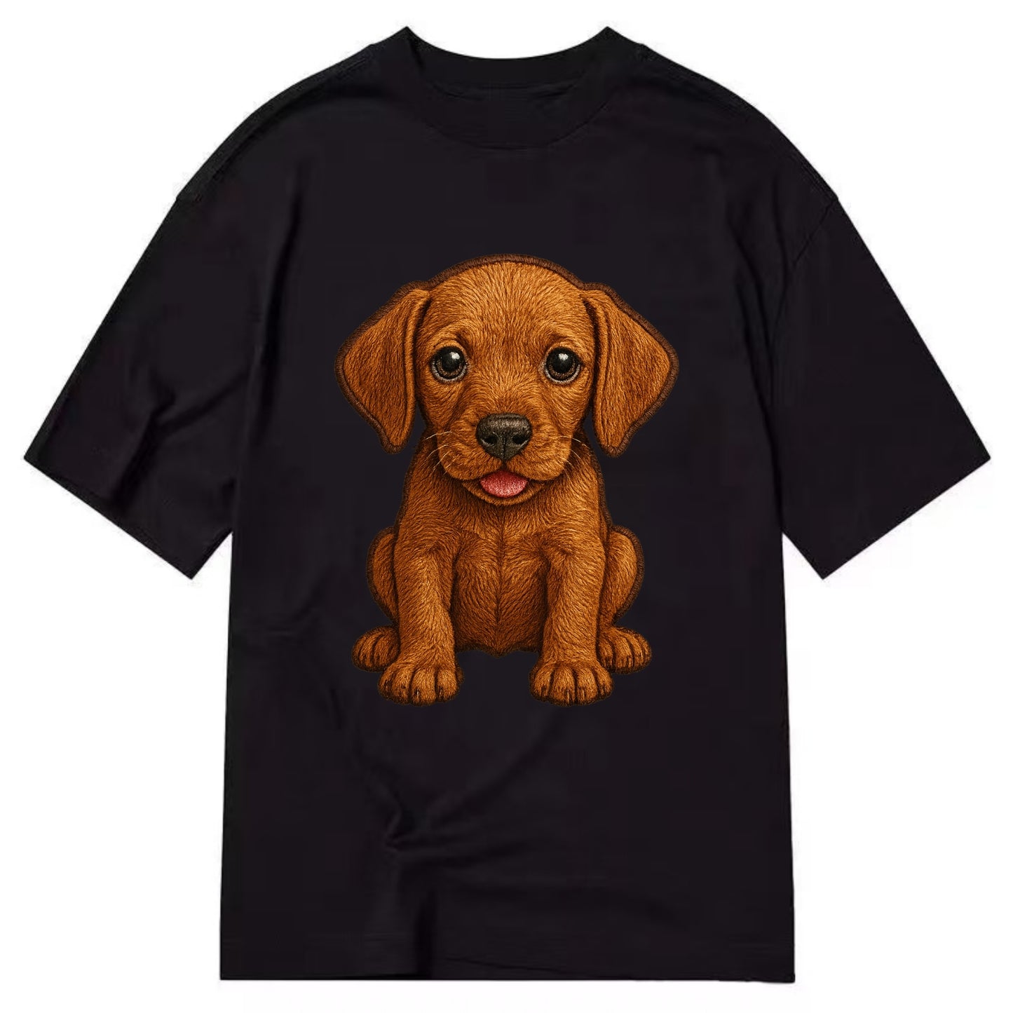 Baby Vizsla Puppy - golden rust coat, soulful eyes, athletic build, front-facing, - Classic T-shirt - Black