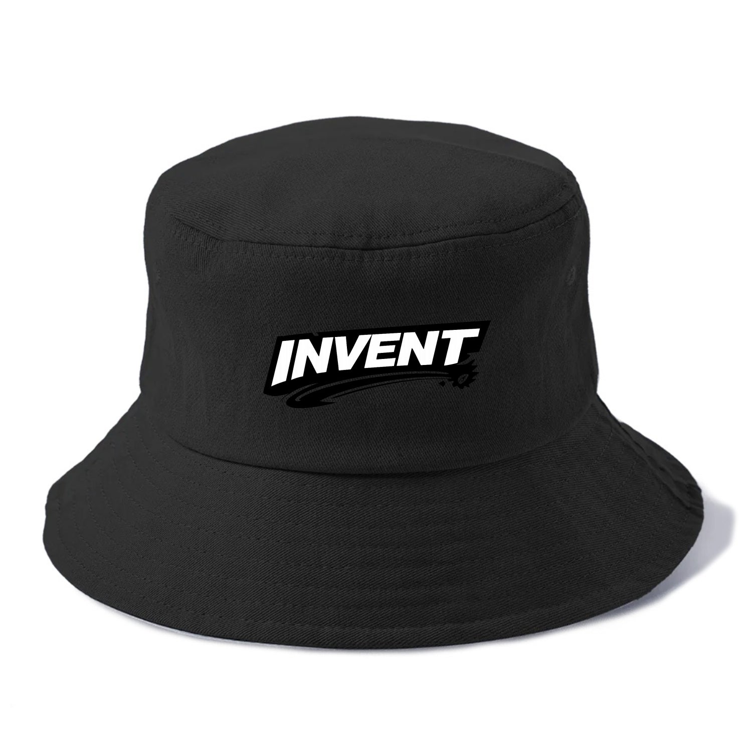 Bold typography design - "INVENT" - creating new things, originating - Bucket Hat - Black