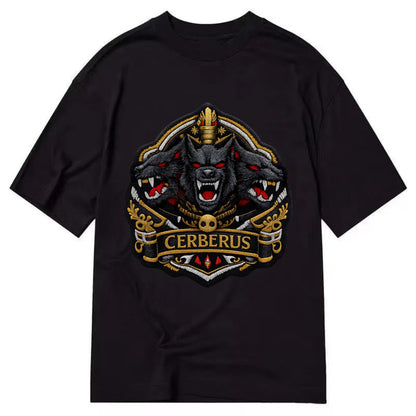 CERBERUS THREE HEADS - triple hound in black and red , underworld - Classic T-shirt - Black