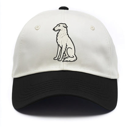 Borzoi - White embroidered sitting pose - Two Tone Cap - Black