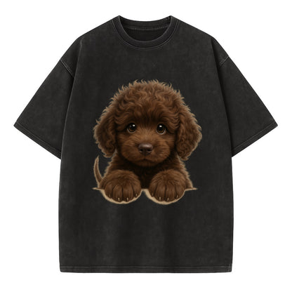 Irish Water Spaniel  - Vintage T-shirt - Black