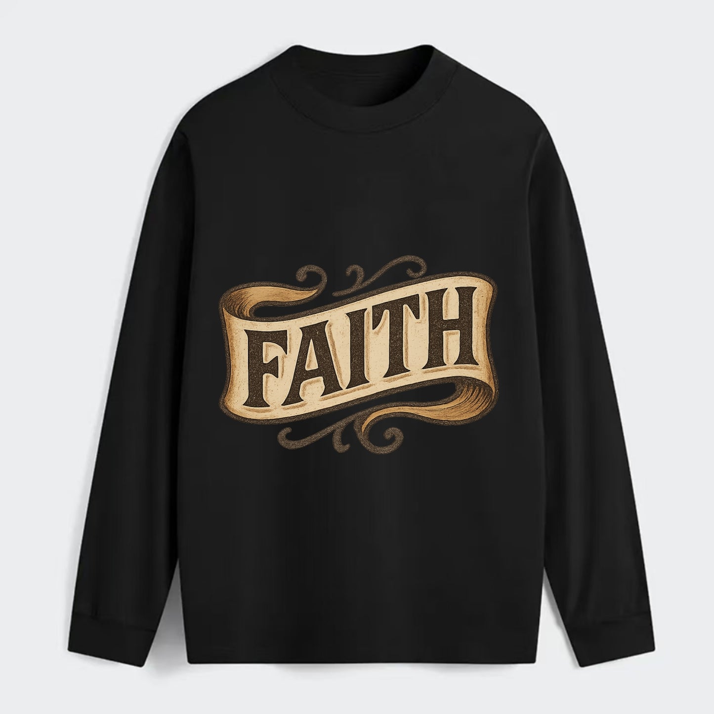 Bold typography design - "FAITH" - trust in the unseen, spiritual - Classic Long Sleeve Shirt - Black
