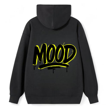 Bold typography design - "MOOD" - current state, feeling it - Classic Pullover Hoodie - Black