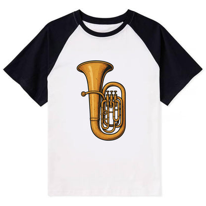 Tuba with large brass bell - Contrast Raglan T-shirt - Black