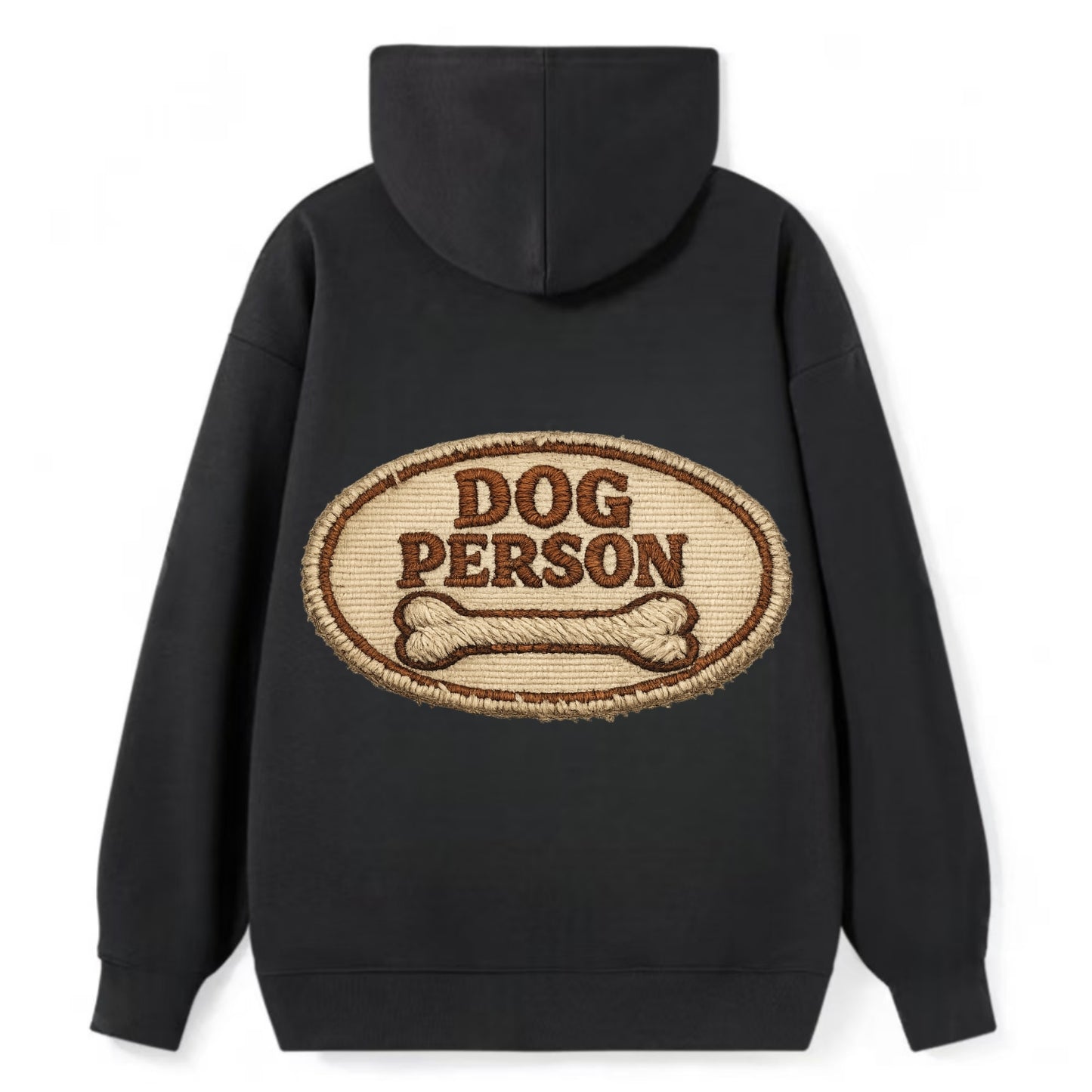 DOG PERSON - simple text with bone in brown , team dog - Classic Pullover Hoodie - Black