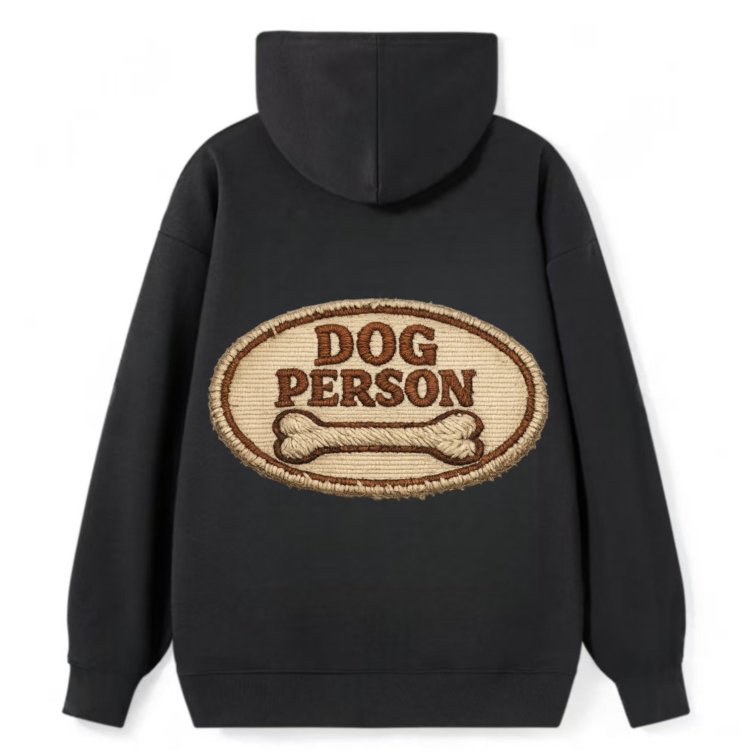 DOG PERSON - simple text with bone in brown , team dog - Classic Pullover Hoodie - Black