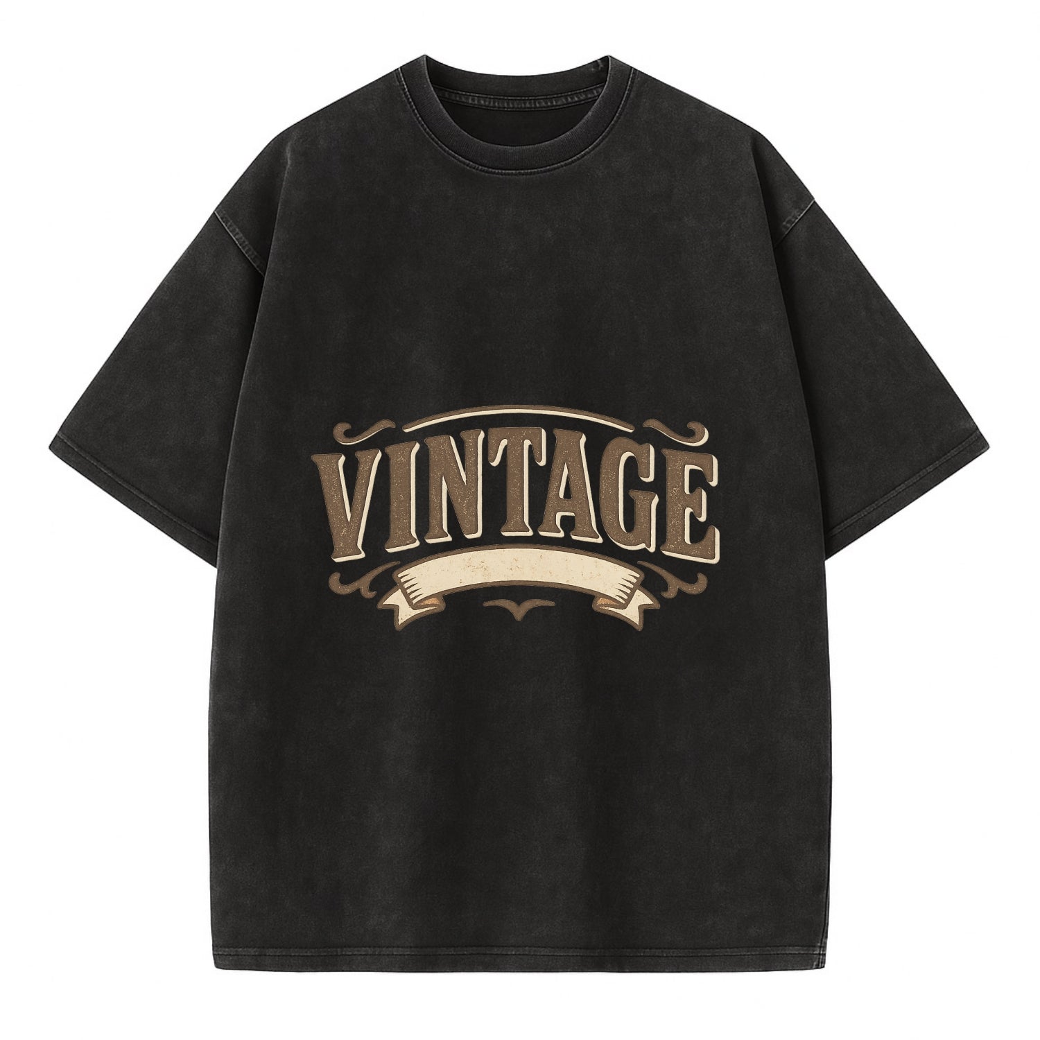 Bold typography design - "CENTERED" - aligned, focused, balanced within - Vintage T-shirt - Black