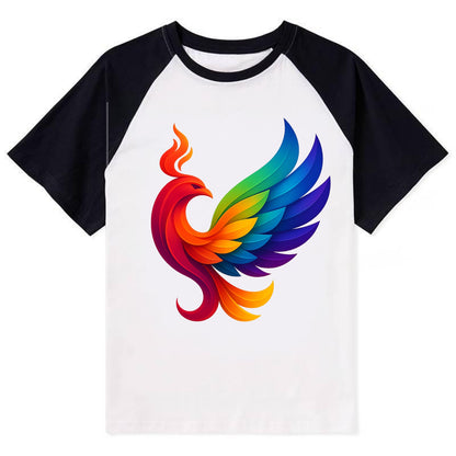 Liberation Bird - Phoenix with each feat - Contrast Raglan T-shirt - Black