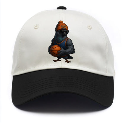 Manhattan Pigeon wearing Knicks beanie with skyline patch and wayfarer sunglasses - Two Tone Cap - Black