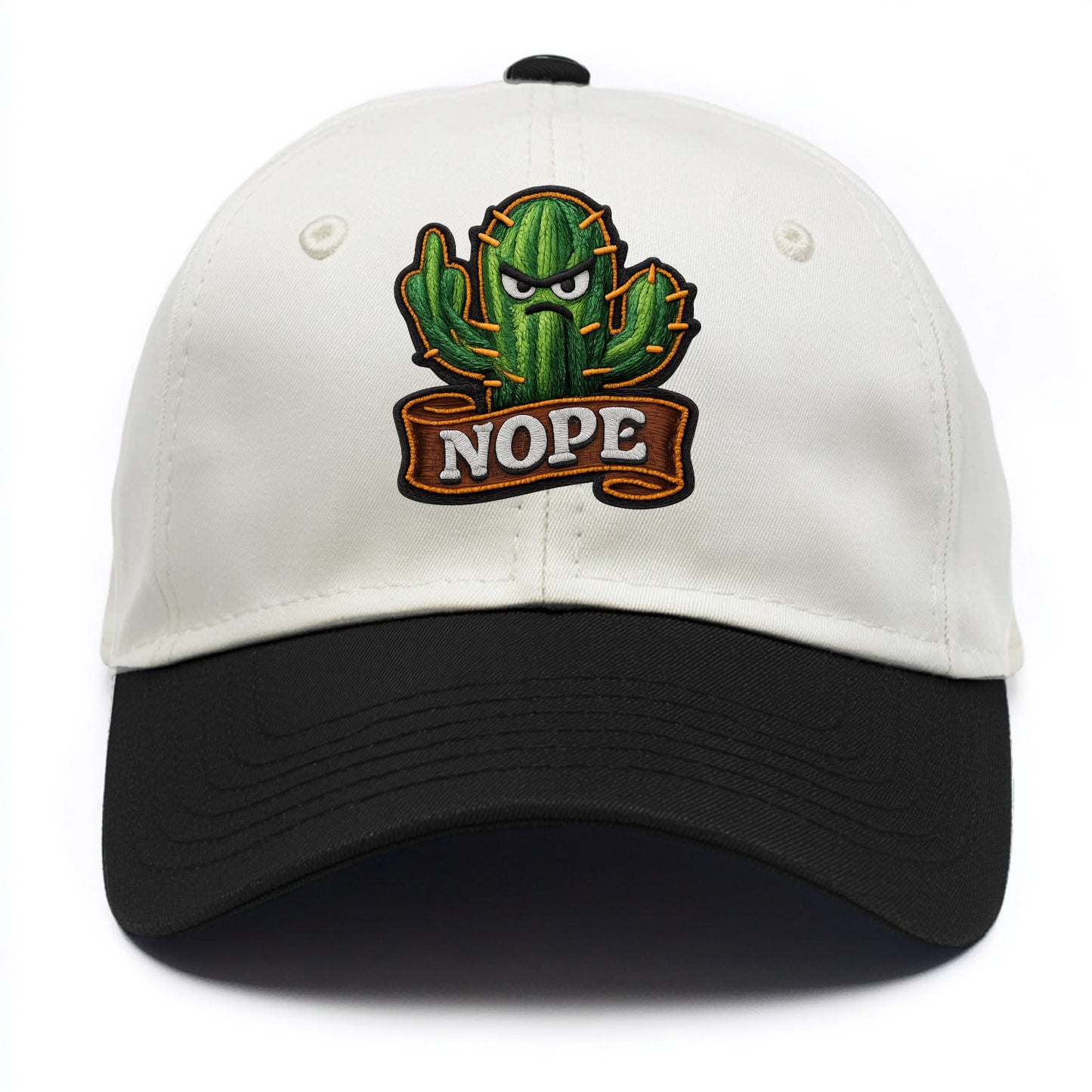 NOPE CACTUS - cactus with attitude in green , prickly personality - Two Tone Cap - Black