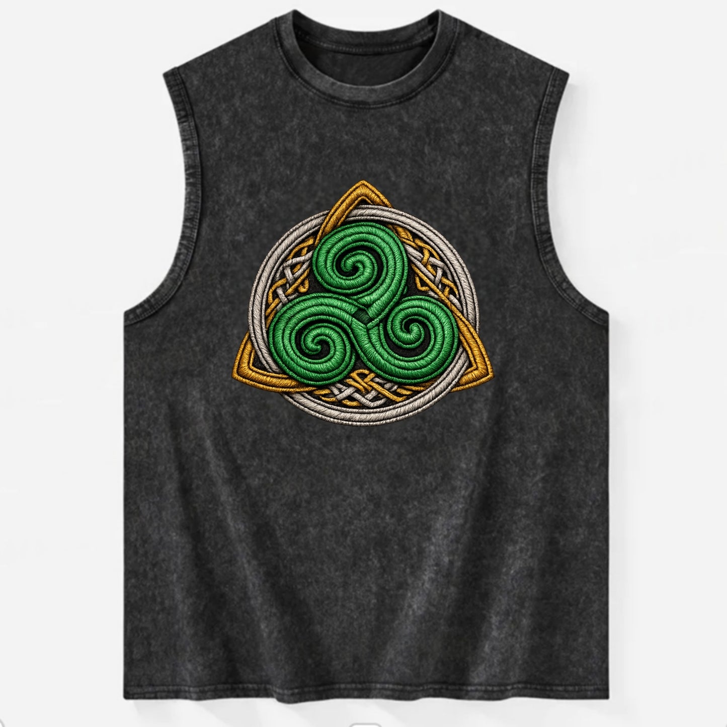 Spiral Knot Triskele - Vintage Washed Tank - Black