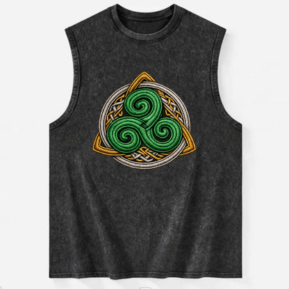Spiral Knot Triskele - Vintage Washed Tank - Black