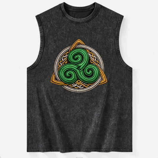 Spiral Knot Triskele - Vintage Washed Tank - Black