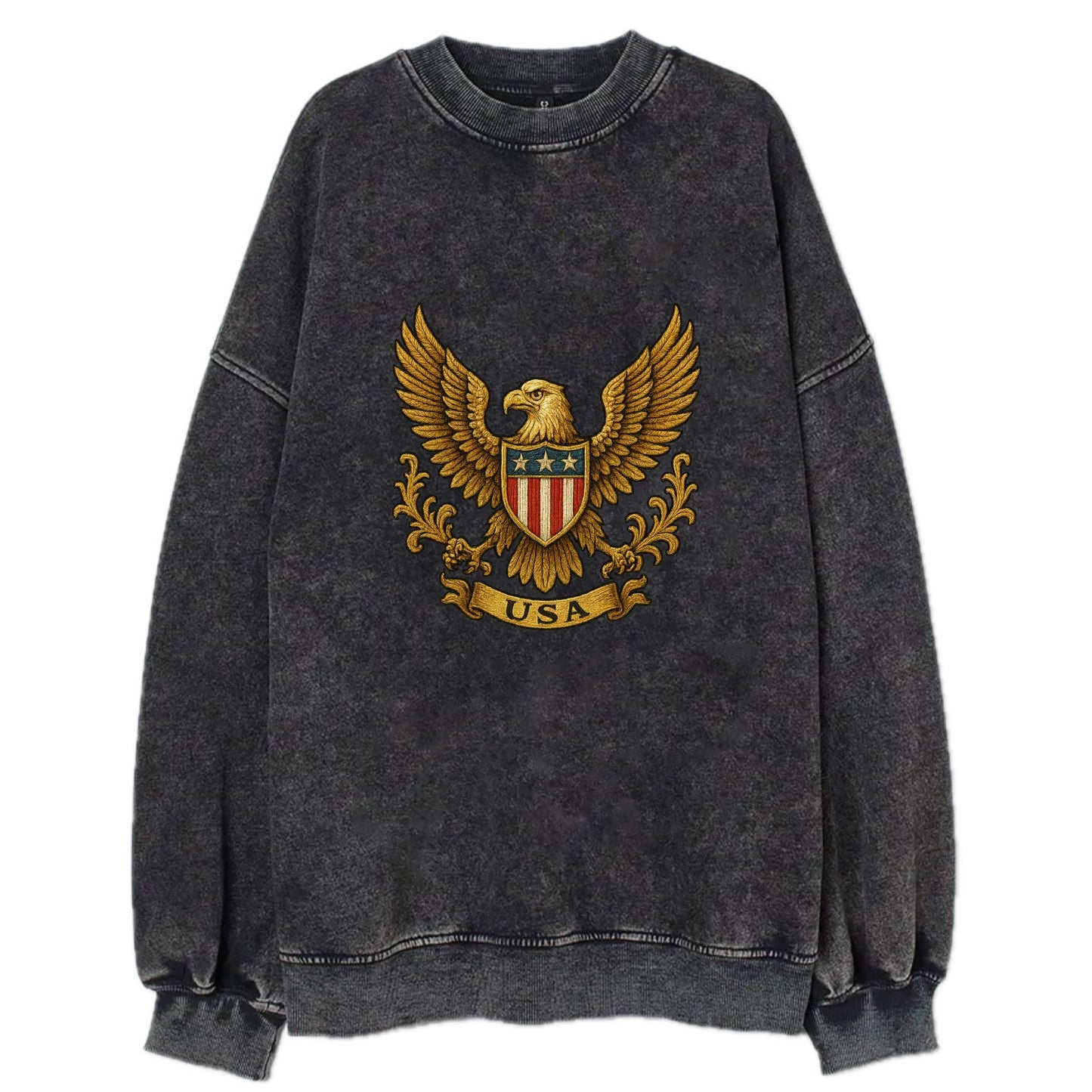 Usa Heritage Eagle 3 - Vintage Sweatshirt - Black