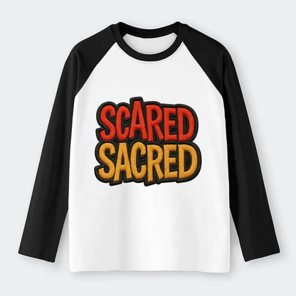 SCARED;SACRED JOURNEY Spiritual Purple Hat - Raglan Long Sleeve T-Shirt - Black