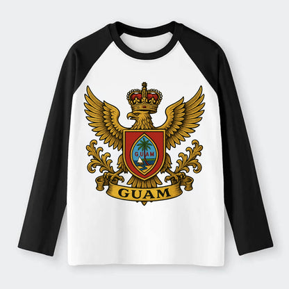 Guam Heritage Badge  - Raglan Long Sleeve T-Shirt - Black