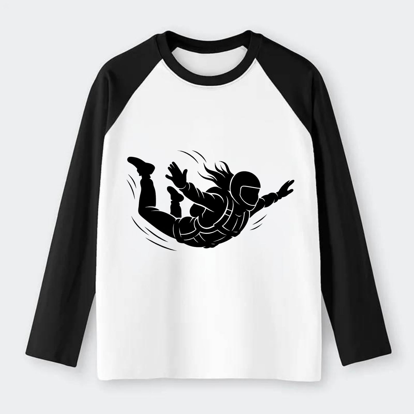 Skydiver free-fall position - Raglan Long Sleeve T-Shirt - Black