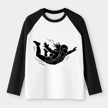 Skydiver free-fall position - Raglan Long Sleeve T-Shirt - Black