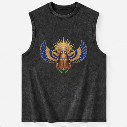 Winged Scarab - Vintage Washed Tank - Black