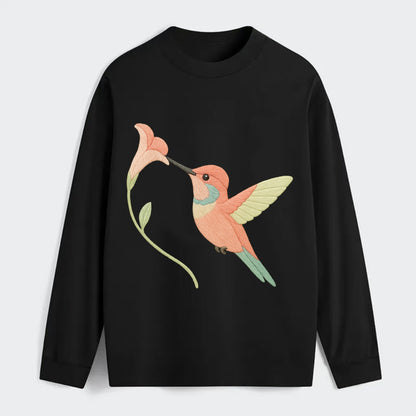 Coral Hummingbird - Classic Long Sleeve Shirt - Black