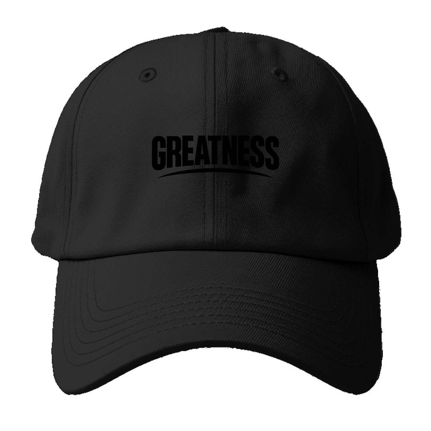 Bold typography design - "GREATNESS" - achieving excellence, reaching - Baseball Cap For Big Heads - Black