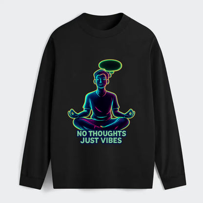 Peaceful floating figure with empty thought bubble - "no thoughts just - Classic Long Sleeve Shirt - Black