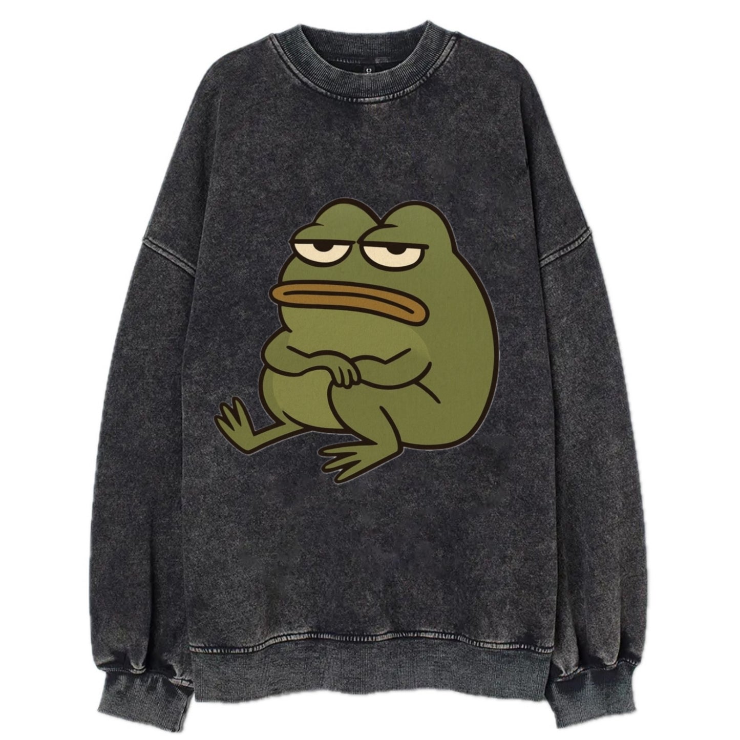The Frog Judges Silently - Vintage Sweatshirt - Black