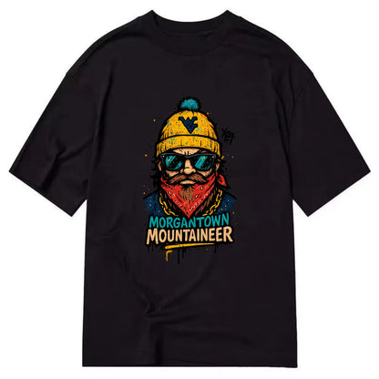 Morgantown Mountaineer wearing West Virginia beanie with WV patch - Classic T-shirt - Black