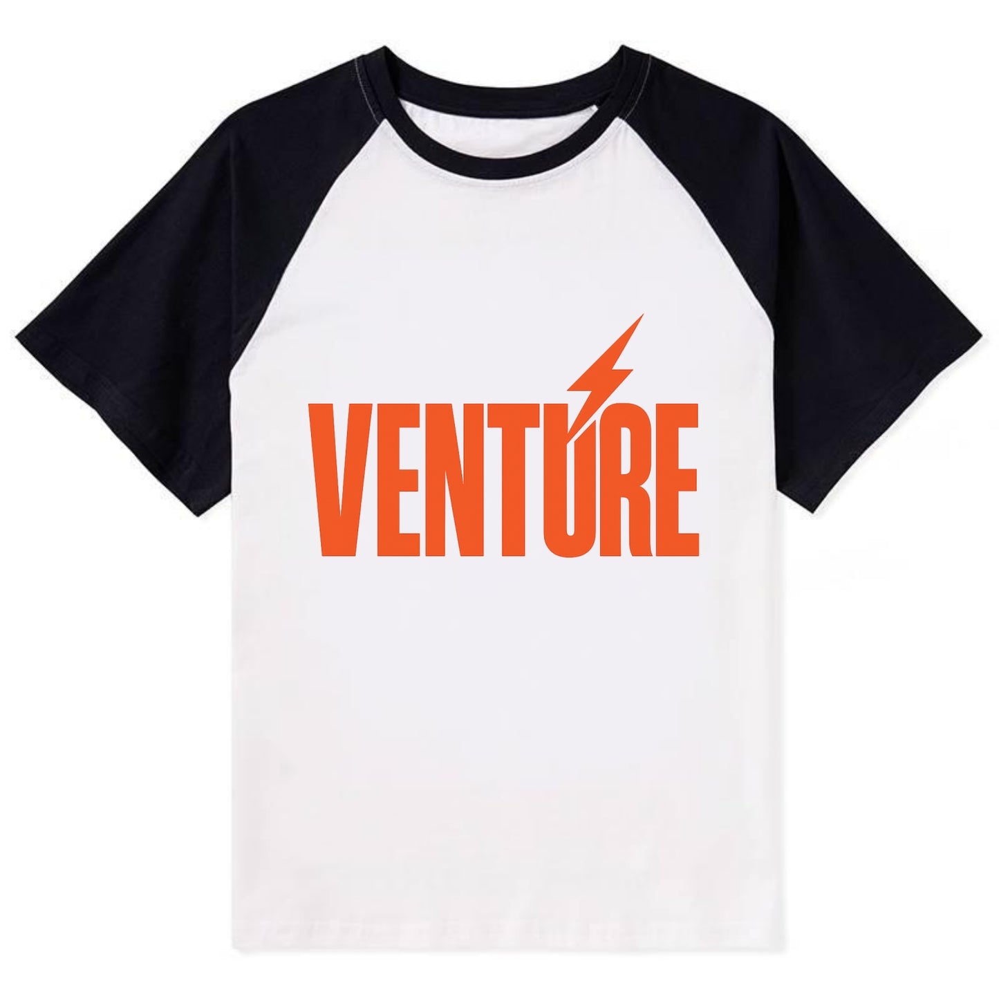 Bold typography design - "VENTURE" - taking risks, bold exploration - Contrast Raglan T-shirt - Black