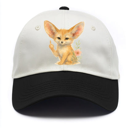 tiny fennec fox with oversized ears, one small paw raised in sass - Two Tone Cap - Black